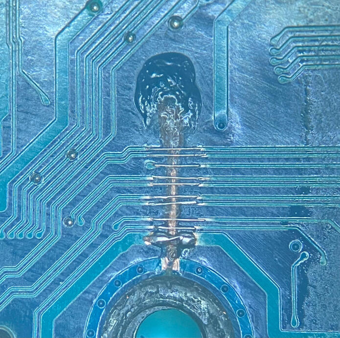 Restored traces on the PCB