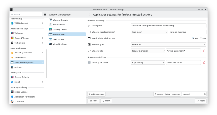 Встановлення іконок для вікон Waypipe у KDE